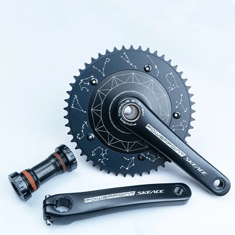 Skeace Crank Fixed Gear Crankset Disk Type Single Speed TRACK BIKE 49T 165mm 144BCD Crankset Bicycle Chainwheel Sprocket