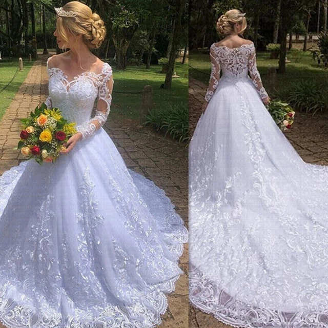 Women's Long Sleeves buy Lace Wedding Dresses for Bride 2022 (size 14)