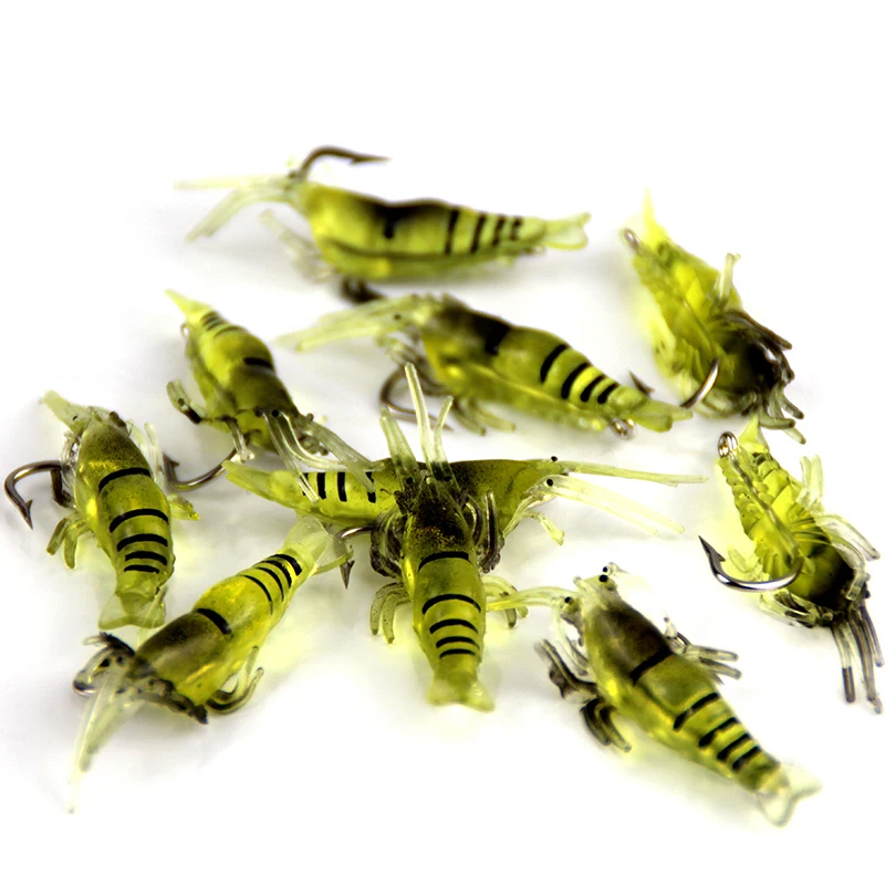 10Pcs Artificial Soft Shrimp Lure Worm for Fishing Bait with Hook 4cm Crankbait Lures Silicone Prawn Bait Pesca X805