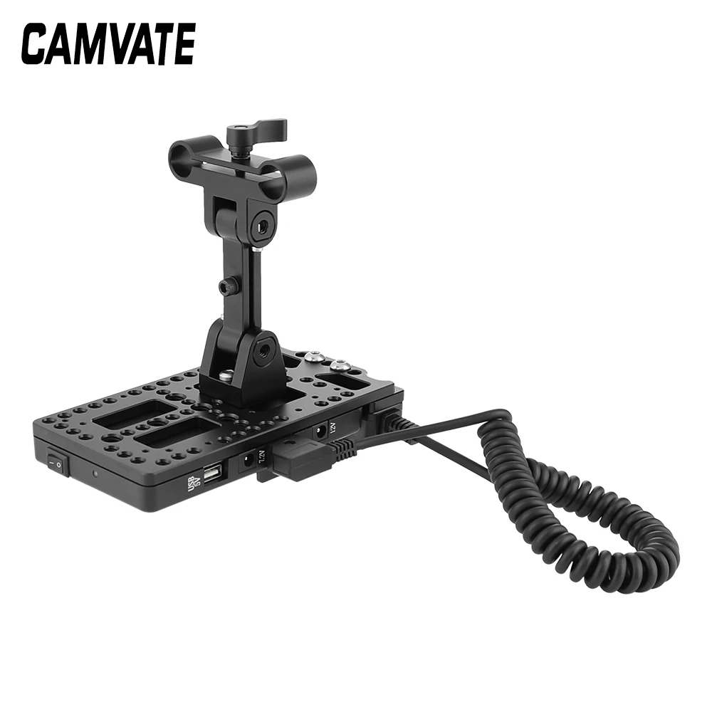 CAMVATE-لوحة تركيب سريعة التحرير ، قفل على شكل V ، مع حامل دعم قابل للتعديل ، ومخرج تحويل الطاقة ، ولوحة كتف ، ومشبك قضيب 15 مللي متر