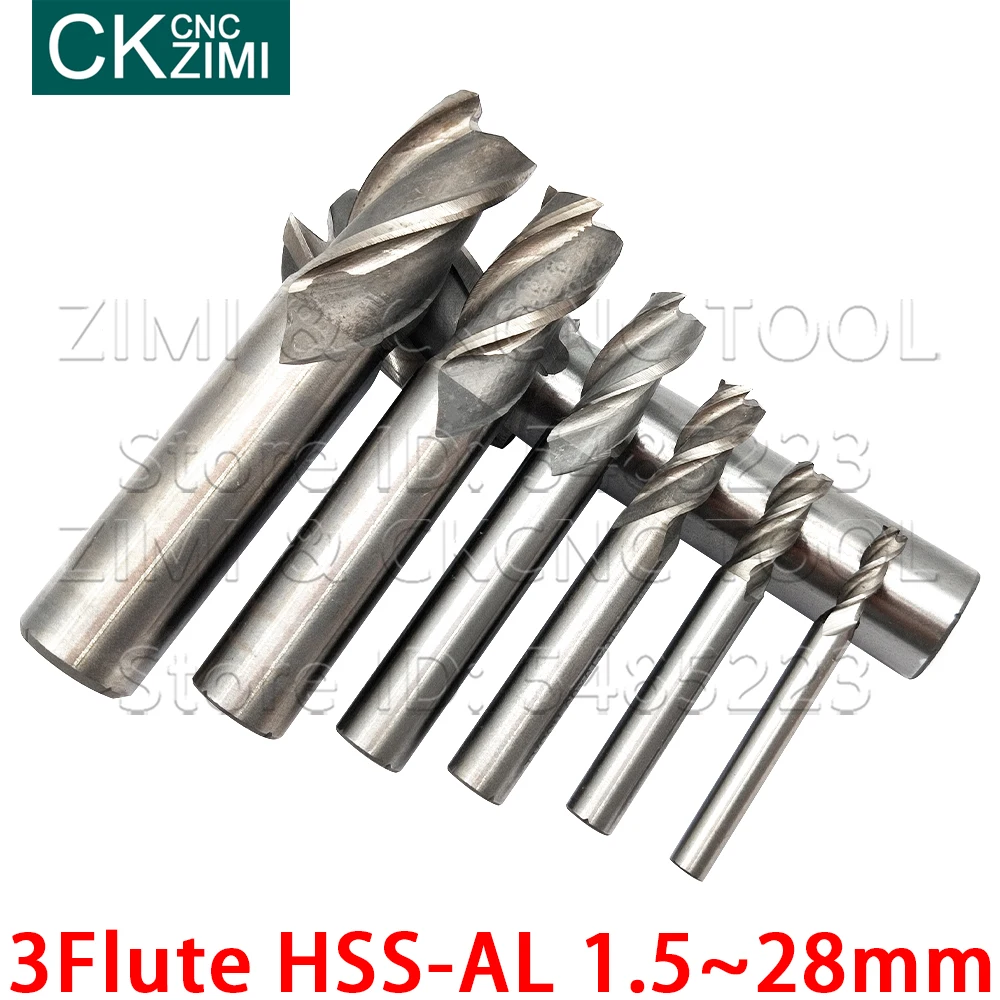 1.5-28mm End Mill 3F Flute HSS End Mill Cutter CNC Router Bit Milling Tool lengthening Bit Ball Nose End Mills machine End Mills