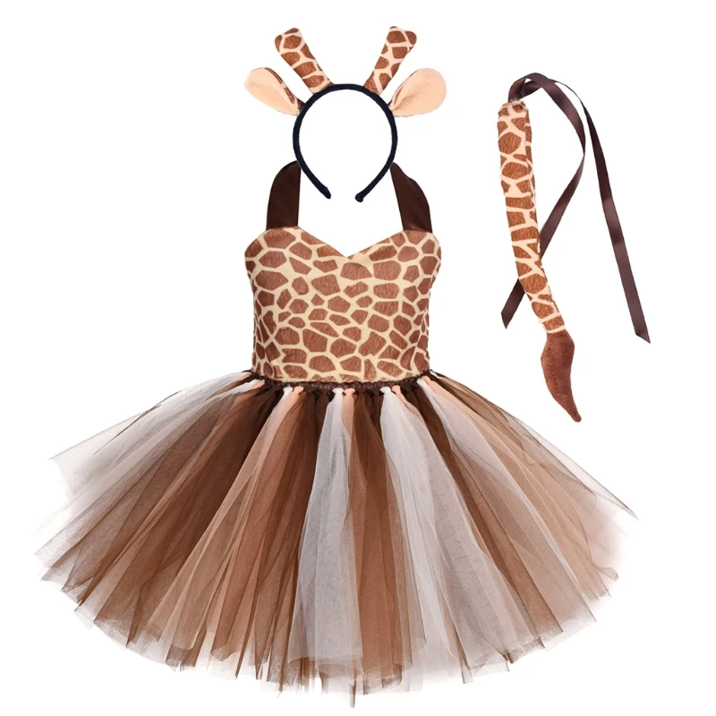 Robe de soirée pour enfant, bandeau avec oreilles, girafe, Animal, Costume d\'halloween, Cosplay, pour cadeau d\'anniversaire, noël, nouvelle