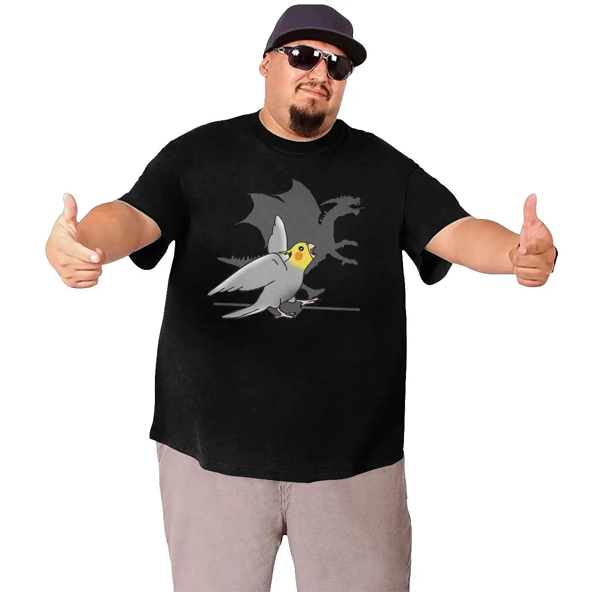 Men Cockatiel Dragon Shadow T Shirts Pure Cotton Clothing Leisure Short Sleeve Big Tall Tees Oversized 4XL 5XL 6XL T-Shirts