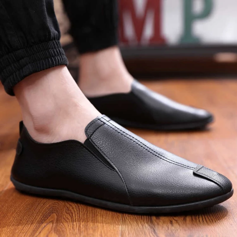 2021 nova primavera e outono moda masculina casual sapatos de couro preguiçoso sapatos de pano estilo coreano na moda sapatos casuais de couro masculino