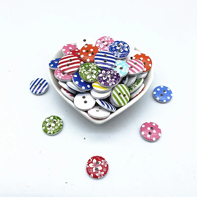 New 15mm Mixture Round Button Monogrammed Christmas Stripe Plaid Button Love Scrapbooking for Wedding Decor Sewing Accessories07