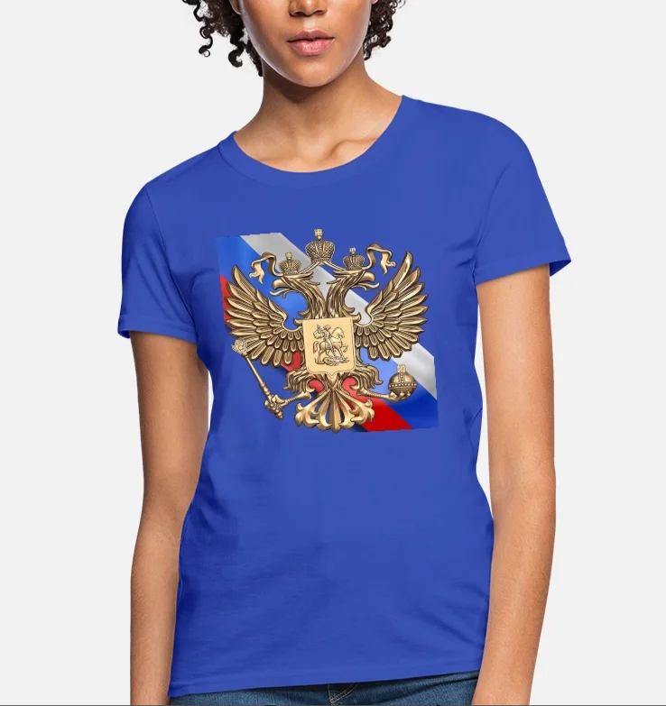 Russia Flag Country Colors Patriotism Russia National Emblem Women's T-Shirt