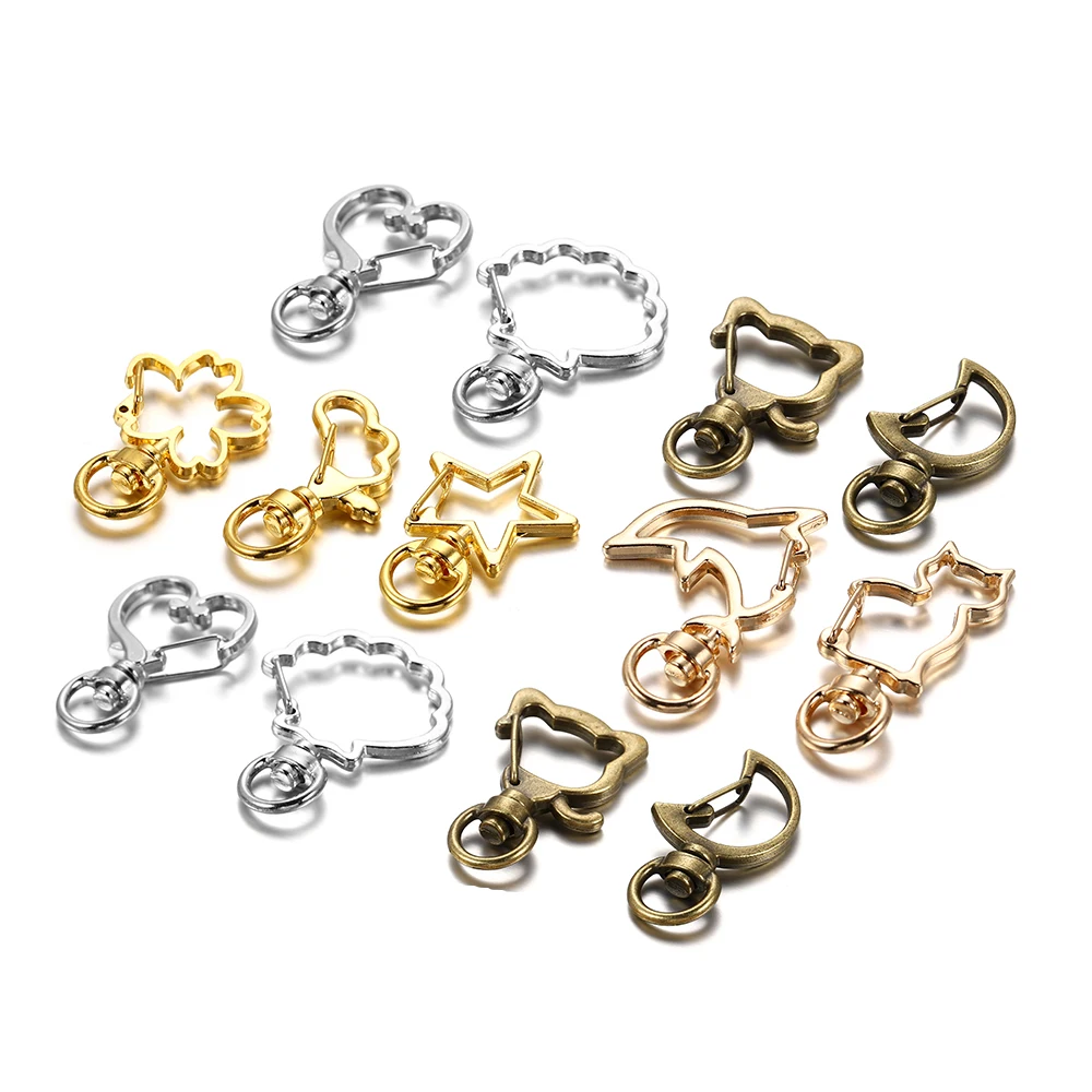 10pcs Cat Heart Snap Hook Trigger คลิปหัวเข็มขัดสําหรับพวงกุญแจกุ้งก้ามกรามกุ้งก้ามกราม Clasp Hooks สําหรับ Key แหวน Clasp เครื่องประดับอุปกรณ์เสริม