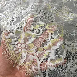 3meter Luxury gold silk gold eyelashes lace fabric clothing evening dress skirt fabric