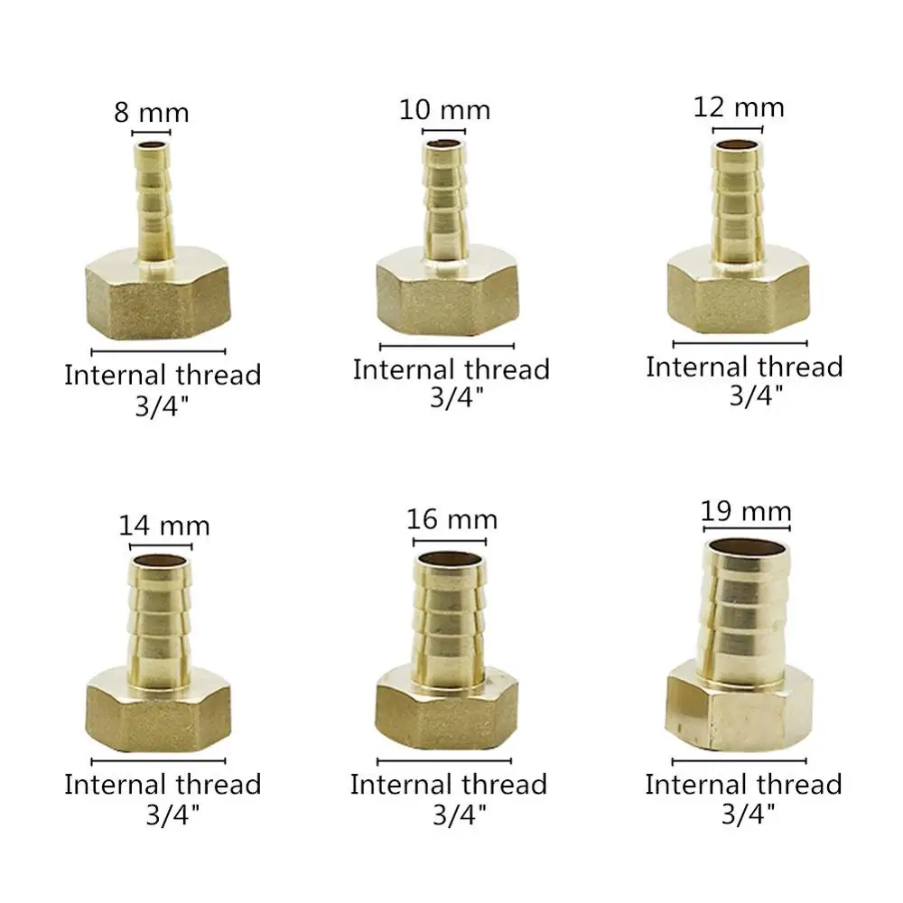 Brass 12mm 14mm 8mm 10mm 19mm 16mm Hose Barb Tail Fitting 3/4