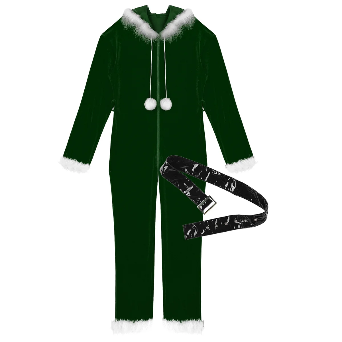 Woman's Hooded Christmas Adult Bodysuit Women Role Play Party Nightwear Jumpsuit Christmas Fancy Party New Year Santa Clothes