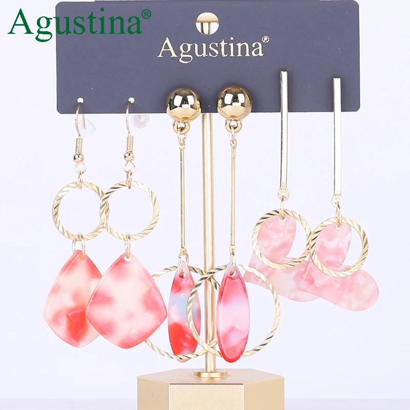 Agustina Set earrings fashion jewelry long earrings women drop earrings Set geometry Acrylic earring boho earings cute wholesale