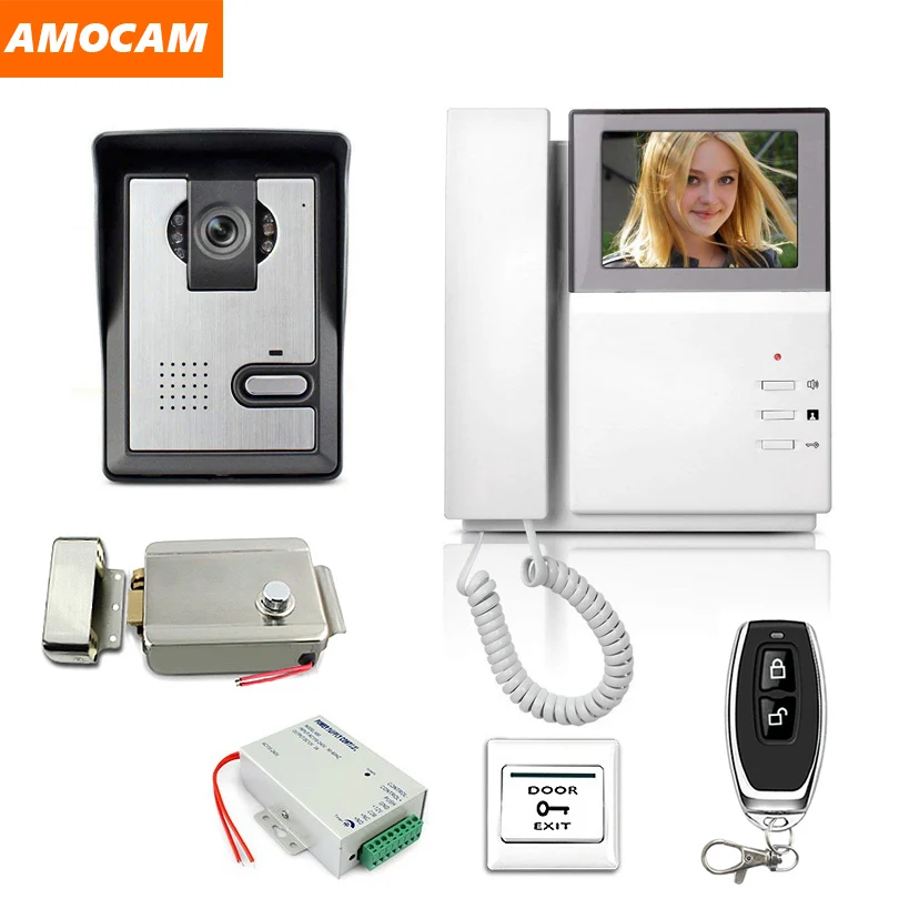 

4.3" LCD Video Door Phone Intercom Doorbell System Kit IR Camera Door bell Intercom Doorphone with Electric Lock Home Security