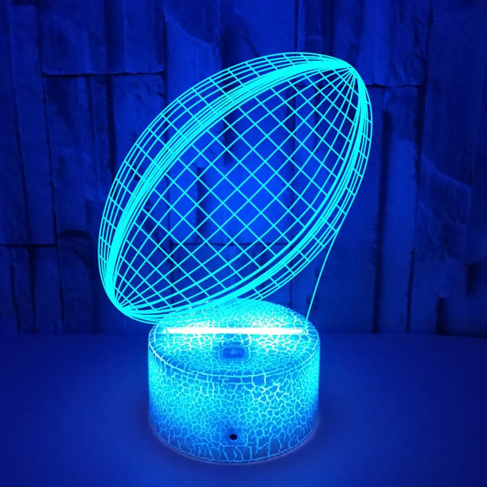 3D Night Light LED Table Desk Lamp 3D Rugby Football Light Remote / Touch Control Kids Halloween Gift Home Decoration