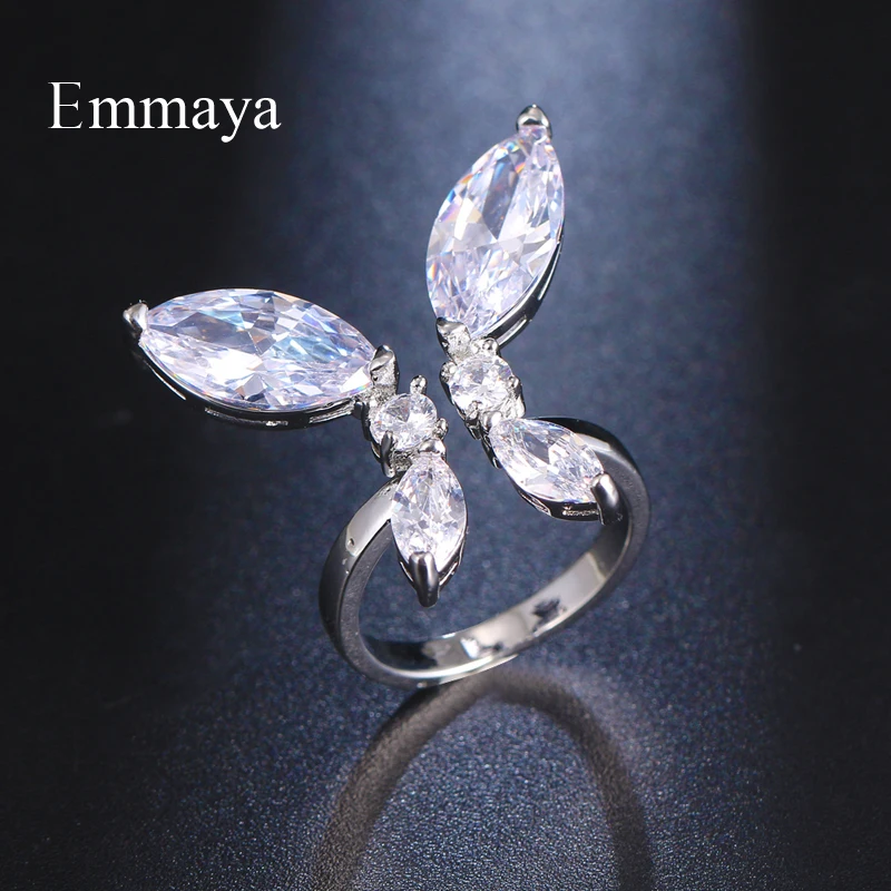 Emmaya Eye-catching Wing Design Charming Ring Adiustable Jewelry Women&Girls Cubic Zircon Exquisite Decoration Dreamlike Gift