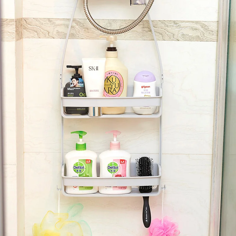 Toilet Bathroom Shelf Double Hanging Shelf Toilet Washing Rack Cosmetics Storage Box Bathing Basket