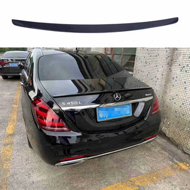 

For Mercedes S-Class W222 4-Door Sedan 2014-2020 S350 S400 S450 S500 S600 Carbon Fiber Spoiler AMG Style Trunk Lip