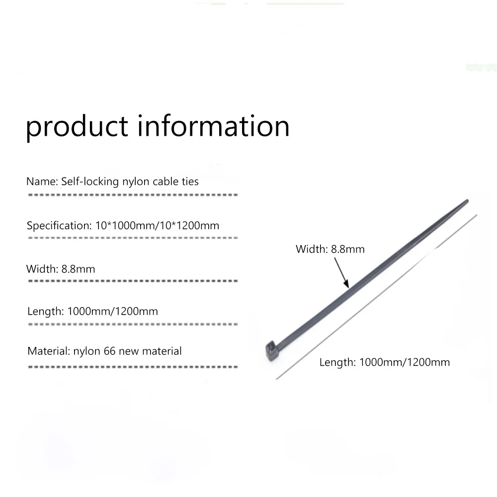 10*1000mm & 10*1200mm Nylon kabelbinder weiß schwarz 8,5mm breite self-locking strap fastener draht und kabel verschiedene spezifikationen