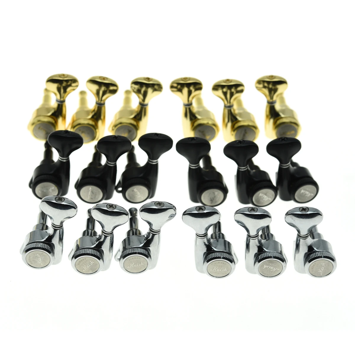 

KAISH 3*Left 3*Right 18:1 Guitar Locking Tuners Machine Heads Locking Tuning Keys Pegs for LP/SG or Most Acoustic Guitars