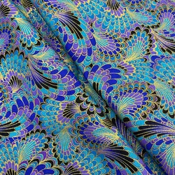 Beautiful,100% Cotton Fabric,Blue Bottom Feather Totem Pattern,Digital Print,Sewing Material,DIY Pillow Cover,Dress,Clothing