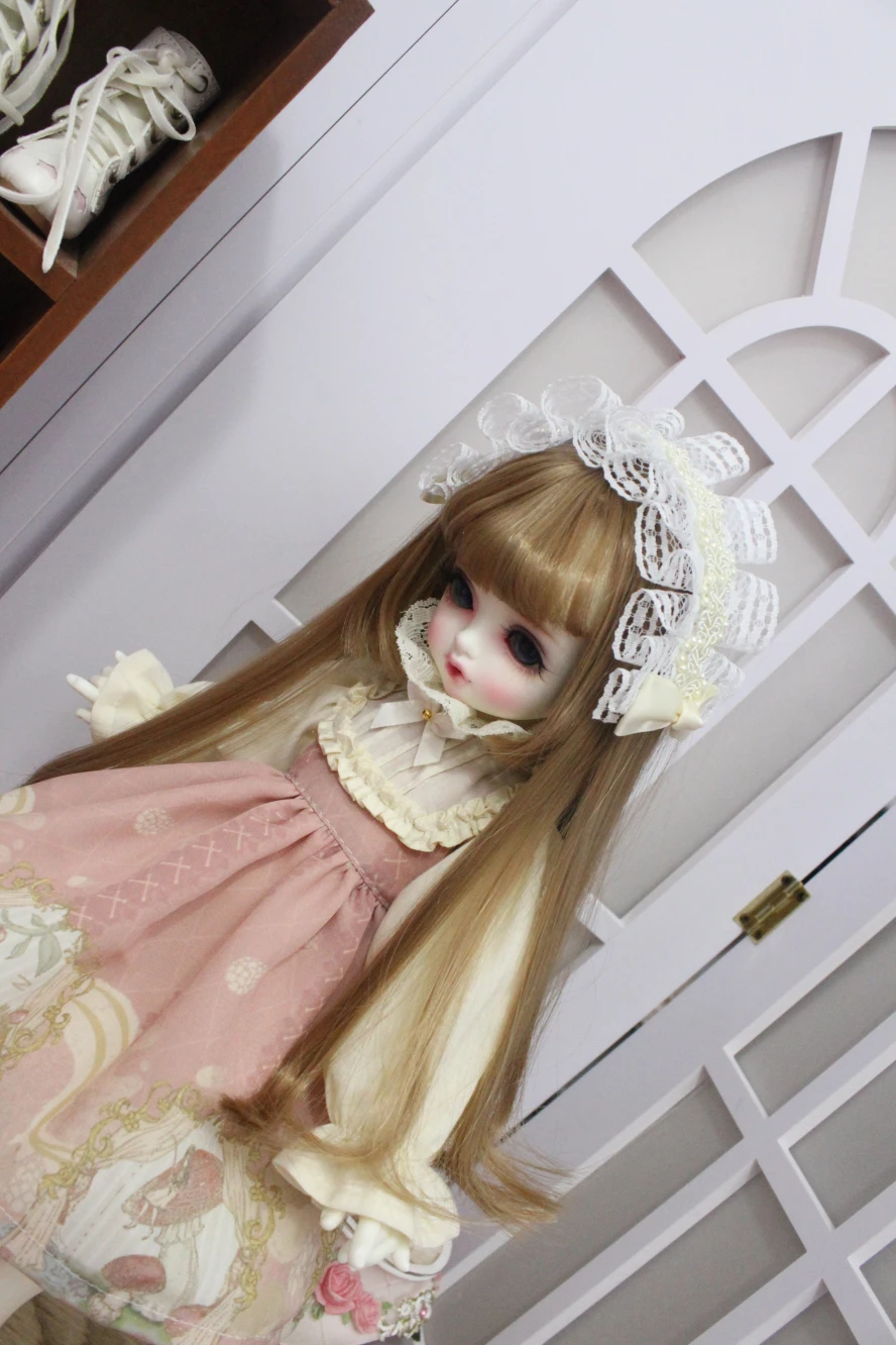 

BJD Doll clothes suitable for 1-4 1-6 size fashionable dress pink dress with headdress doll accessories