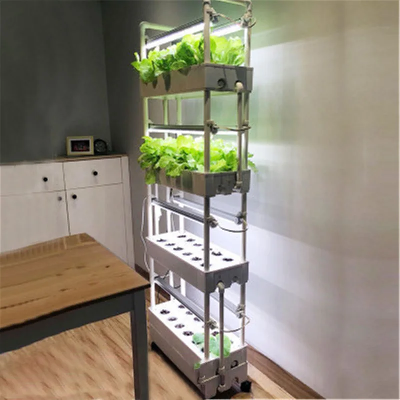 4 Layers 48 Holes alcony vegetable combination soilless cultivation equipment organic vegetable planting box with LED Light