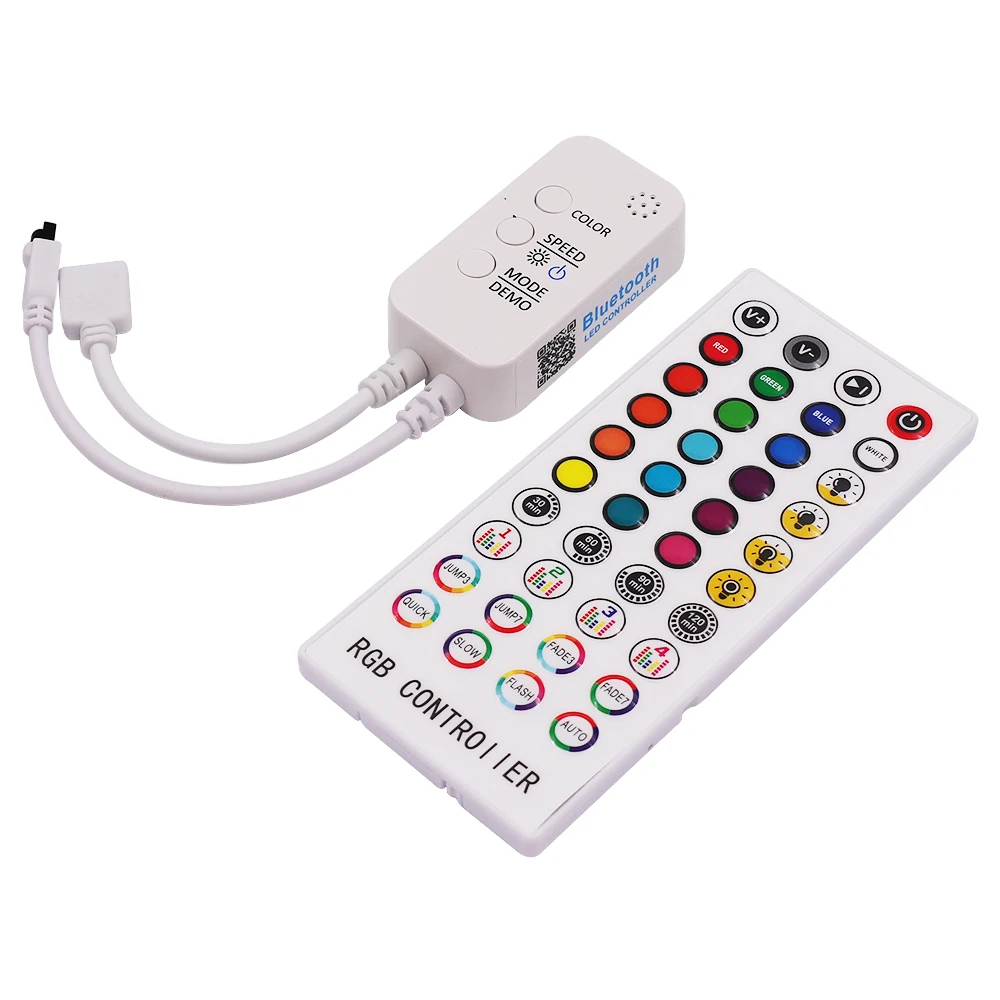 RGB LED Strip Light Controller DC12-24V Bluetooth Music Controller with 40 Key IR Remote Control for 5050 2835 RGB Tape