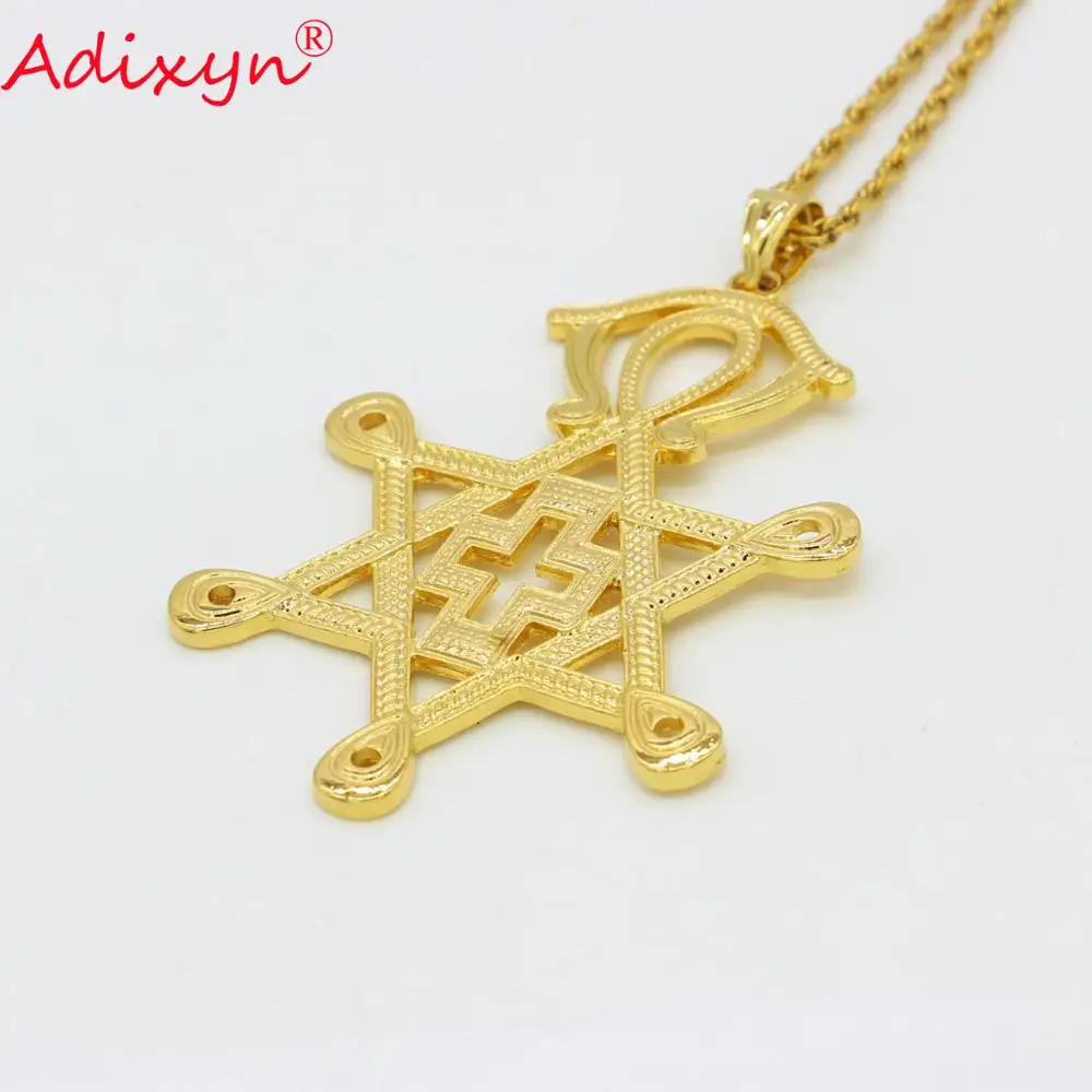 

Adixyn Five-pointed star Cross Pendant Necklace Jewelry Gold Color Ethiopian Wedding Gifts N09057