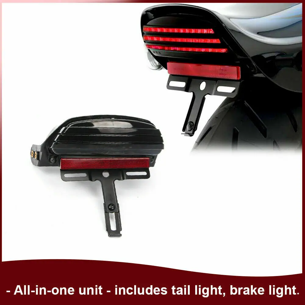 Motorcycle Rear Tri-Bar Fender LED Brake Tail Light Turn Signal Driving Light Fits for Harley Softail CVO Springer FXSTC