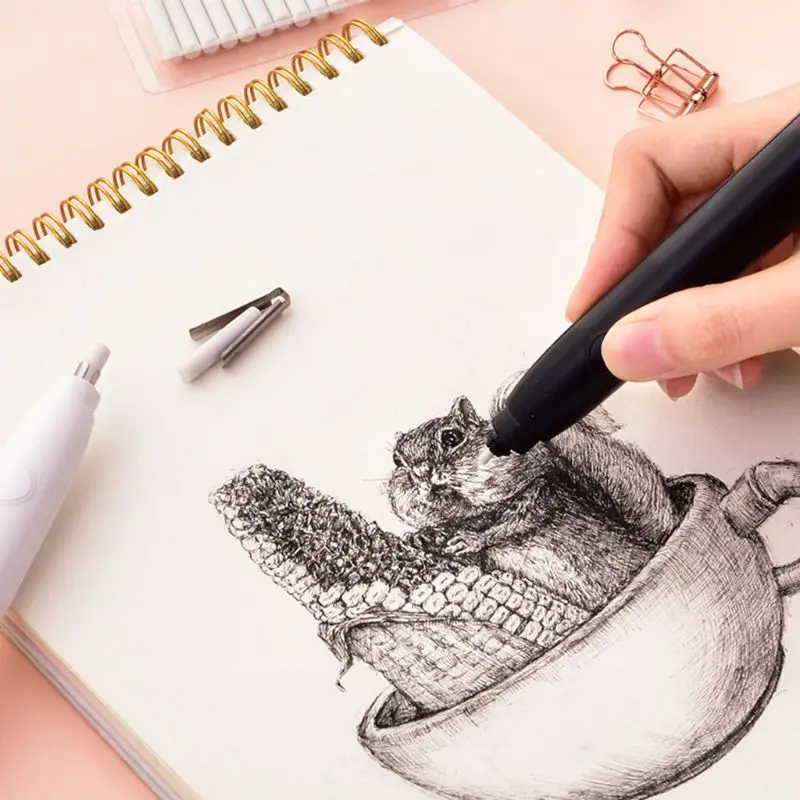 Borrador de lápiz eléctrico Kawaii para niños, Con recargas, para pintar, bocetos, dibujar, oficina, material escolar, papelería, 20 Uds.