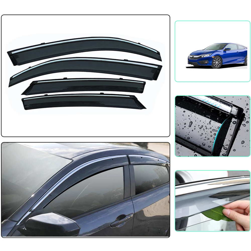 

4 шт., защитный козырек от дым и дождя для Honda Civic 2016 2017 2018 2019