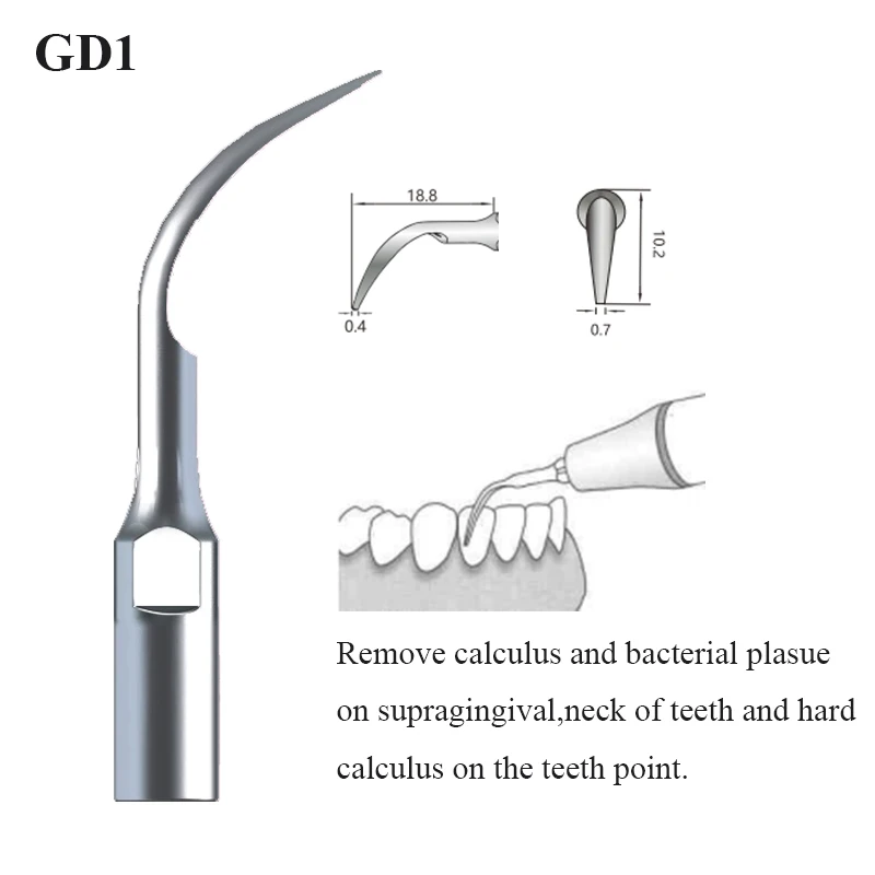 VVDental Ultrasonic Dental Scaler Supragingival Scaling Tips Set GD1 GD2 GD3 GD4 GD5 GD6 Compatible With SATELEC/DTE/GNATUS