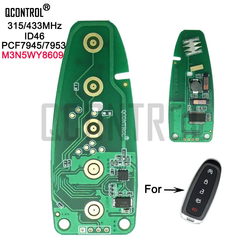 

QCONTROL Car Remote Key Electronic Circuit Board for Ford Edge Escape Explorer Taurus Flex Focus PCF7953/7945 BT4T-15K601-Cx