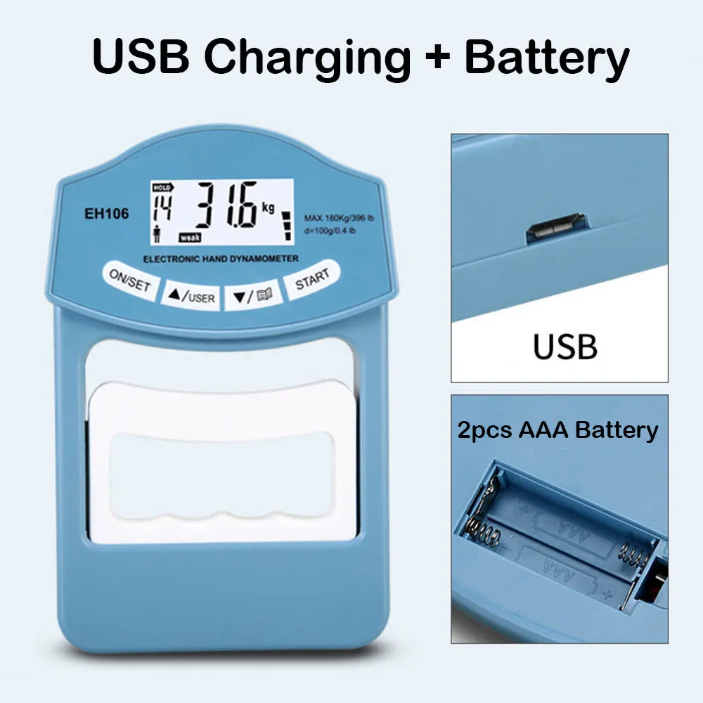 396 funtów/180 Kgs Cyfrowy dynamometr ręczny Miernik siły chwytu Automatyczne przechwytywanie Elektroniczna moc uchwytu ręcznego