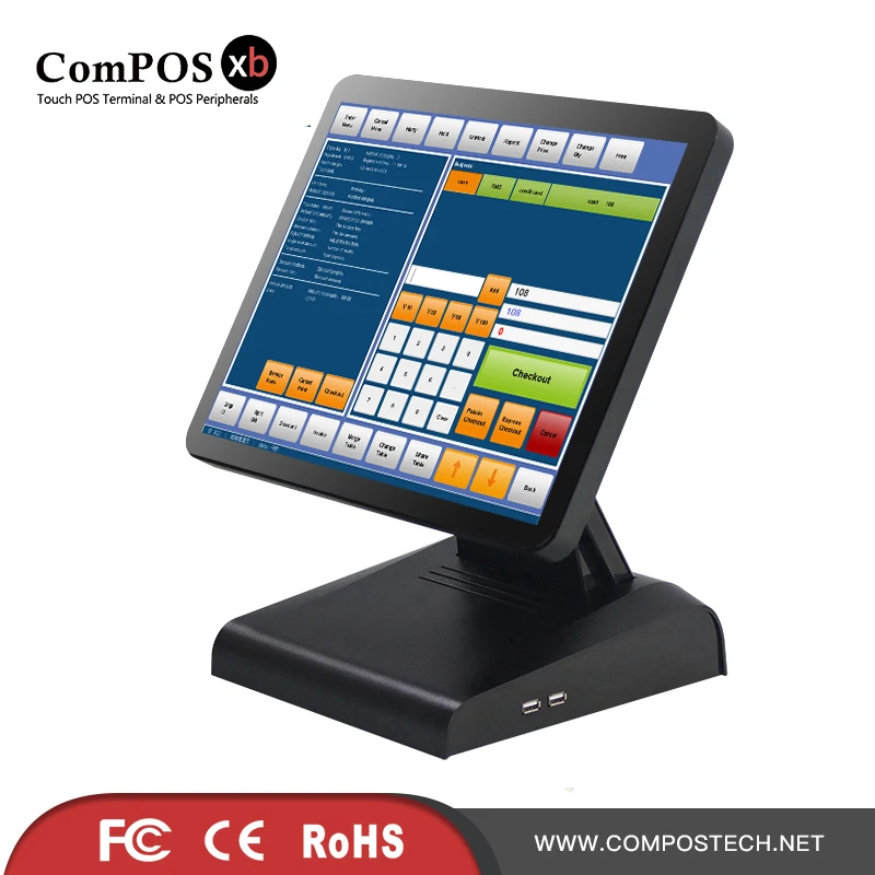 

Free Shipping 15" Single Screen All In One Touch EPOS System/POS Terminal/Billing Machine Black Color