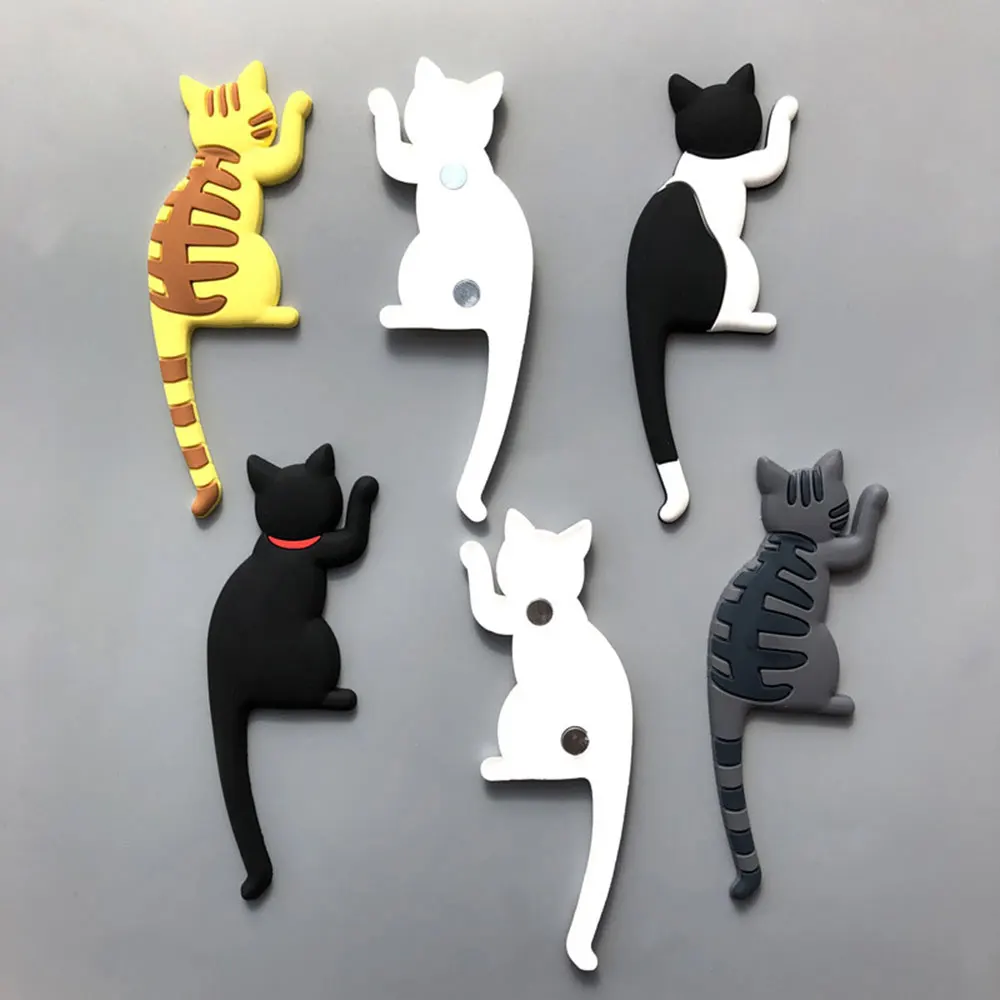 Japanese Cat Cartoon Design Tail Hook Creative Home Decor Fridge Magnet Refrigerator Decoration Gift For Kitchen Sticker Poster