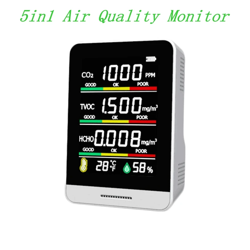 デジタル温度湿度計,高品質の空気分析装置,二重赤外線ビジョン,手動計,5in 1