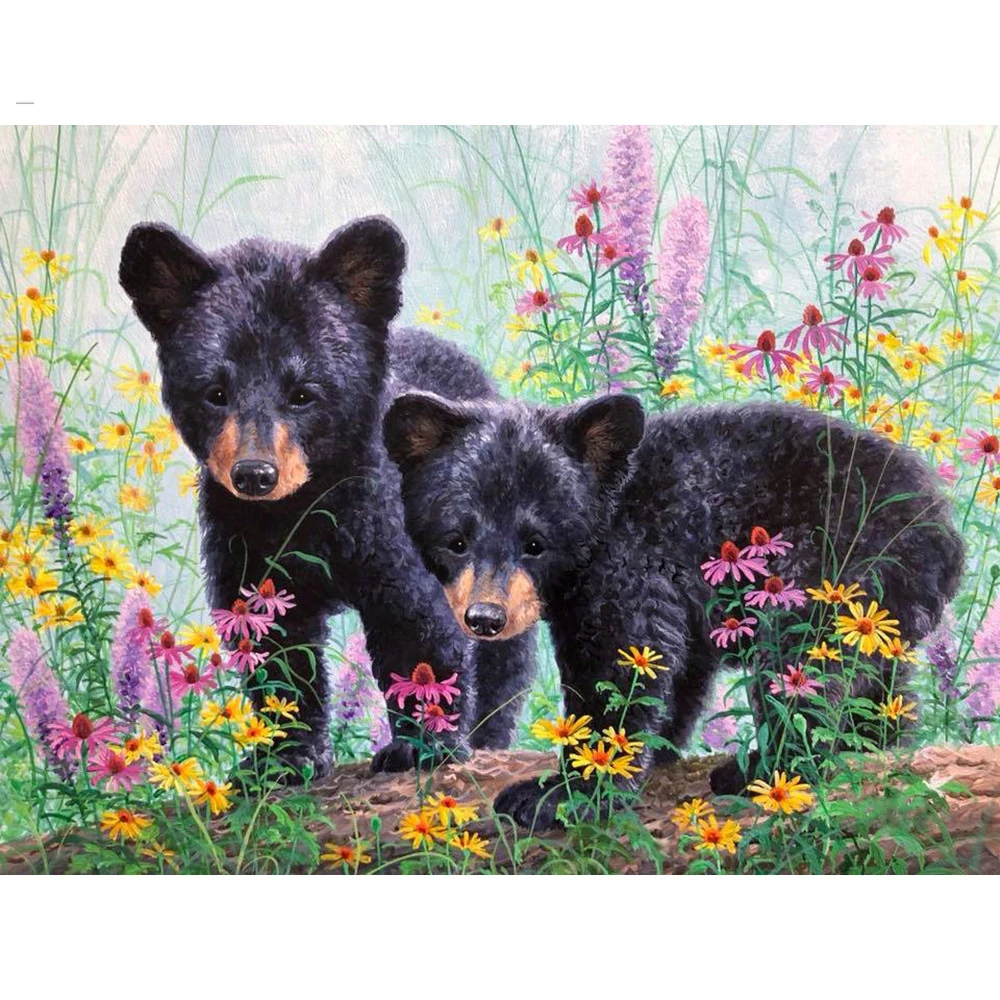 

Full Square two Bear Diamond Embroidery Full Display round Diamond Mosaic Animal Diamond Art Picture Of Rhinestones