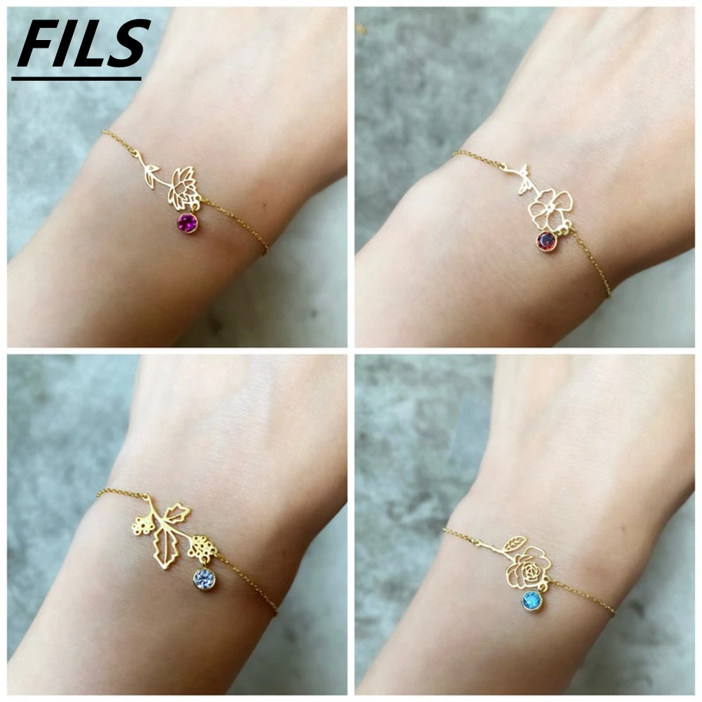 

New Trendy Women Flower Pendant Bracelet Classic Stainless Steel Link Chain Bracelet For Women Jewelry Gift Gem Bracelet femme