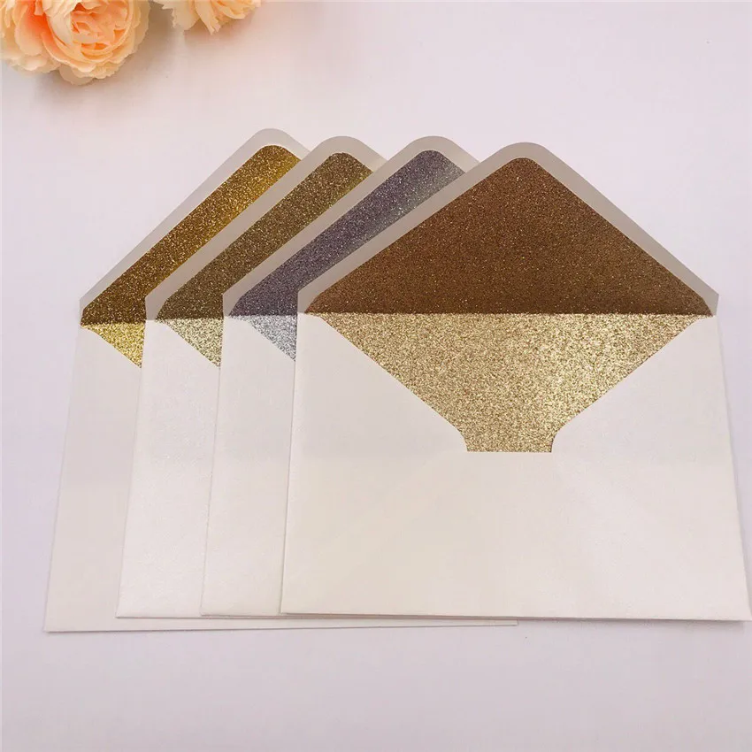 Free Shipping 25x Iridescent shimmer Card Paper Wedding Invitation Card Envelope Pearlescent Glitter Envelope 4 Celebration