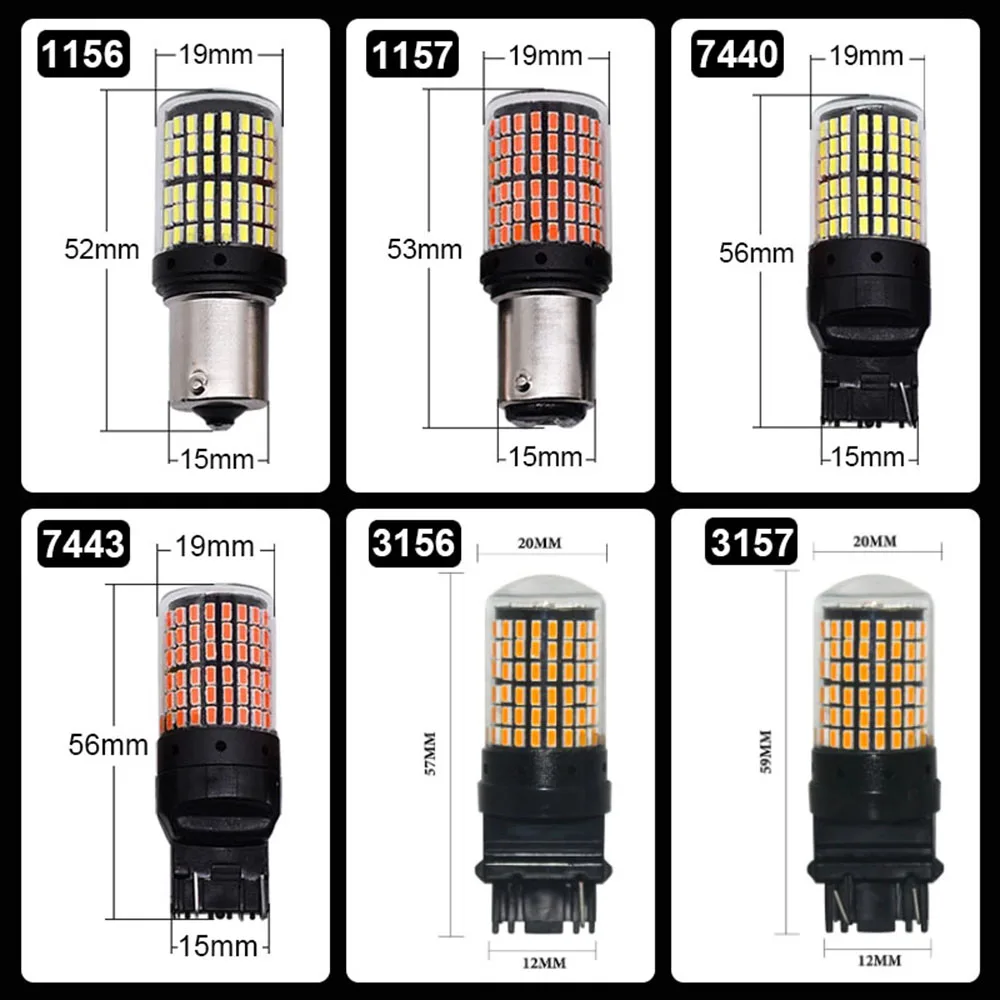 YSY 20X S25 1156 BA15S p21w BAU15S py21w T20 LED 7440 W21W W21/5W led Bulbs 3014 144smd CanBus No Error Turn Signal Lights C10W