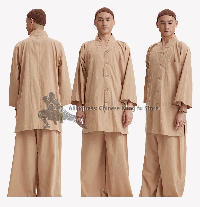 

Summer Buddhist Monk Suit Farming Meditating Kung fu Uniform Wushu Shaolin Martial arts Jacket Pants