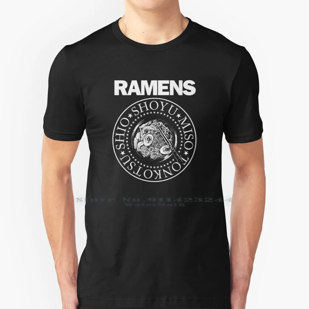 The Ramens Bowl Ramen Noodle Punk Rock Music T Shirt 100% Pure Cotton Retro Oldschool Vintage Lamen Funny Cool Foodie Soup