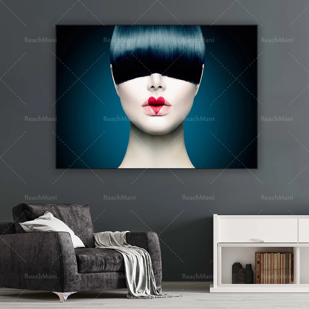 Fashion woman wall art, fashion makeup, gorgeous lipstick, modern wall art, pink lip print art decorative wall poster