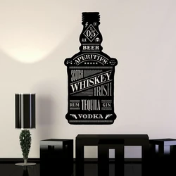 Alcohol Bottle Wall Decal Bar Night Club Whisky Beer Wall Stickers Vinyl Wall Decor for Bar Kitchen Decoration Accessories X380
