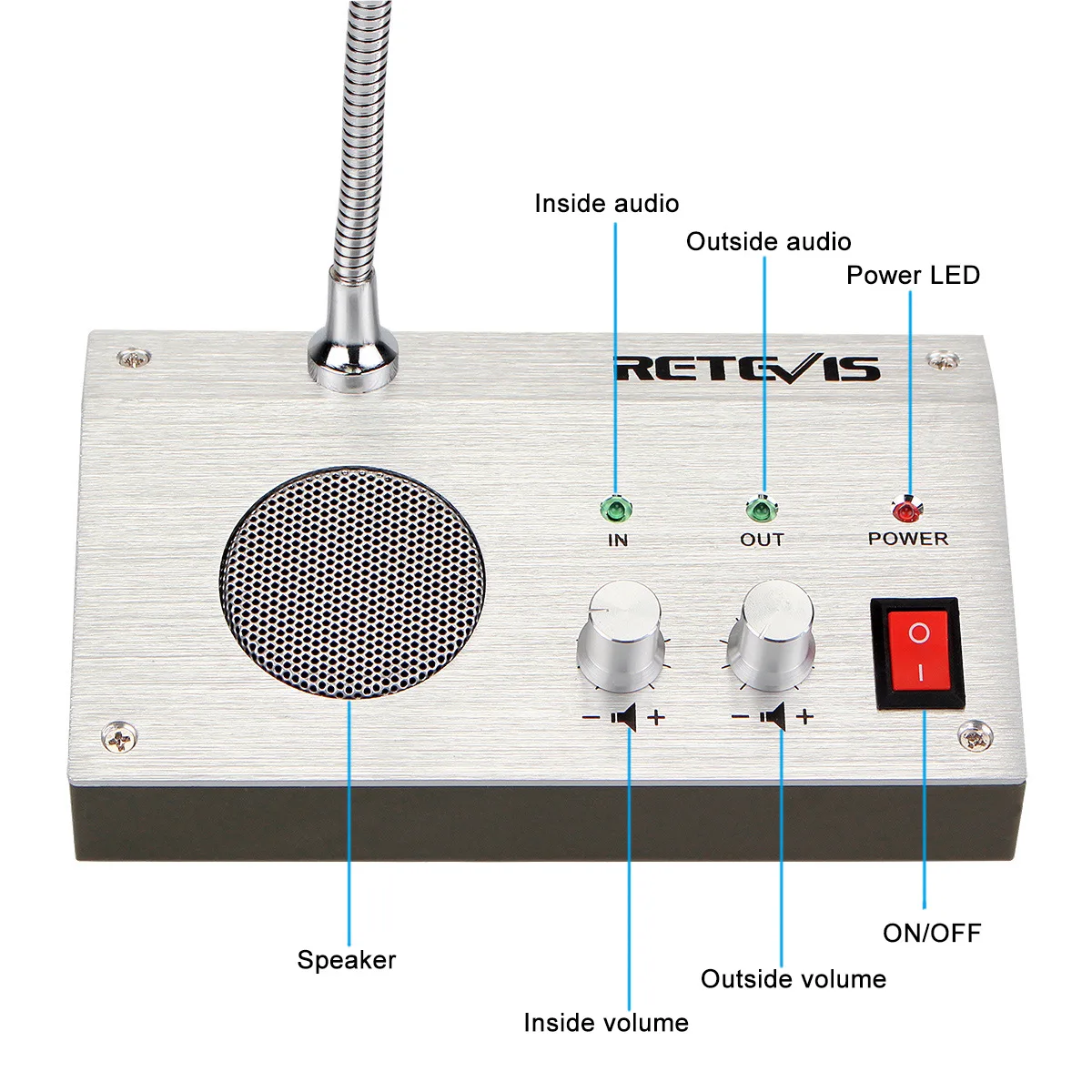 Dual-Way Intercom Speaker System, Janela Contador Intercom, sem ruído para Bilhete Bancário, Escritório, Hospital Intercom