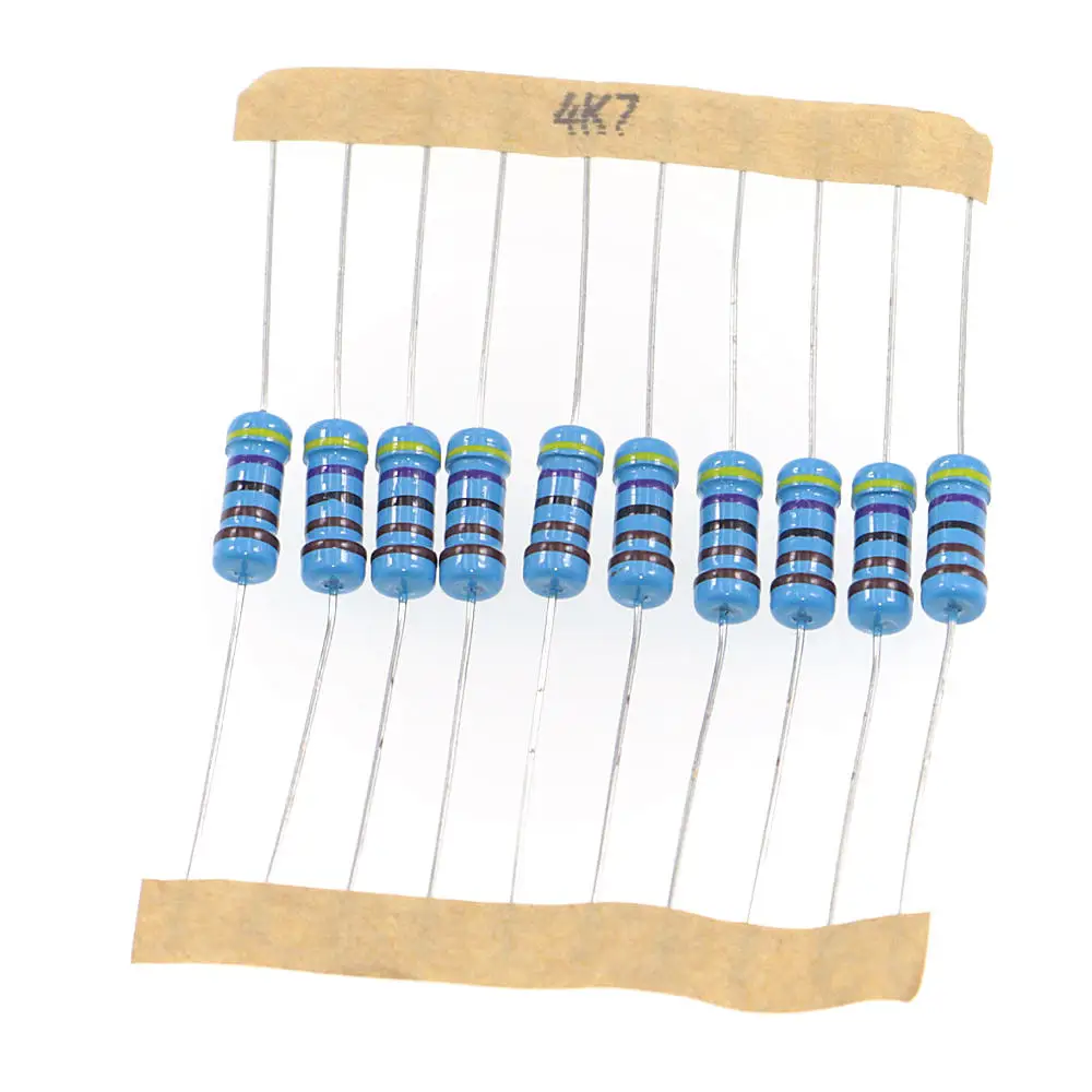 

200Pcs 20Value 1W 1% Metal Film Resistor 10 ohm-1M ohm Assortment Kit Blue color ring resistor pack