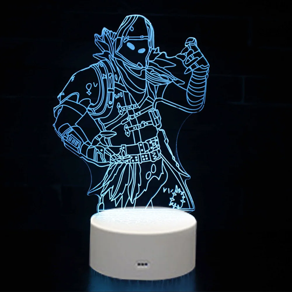 Luz Nocturna 3D ilusión Battle Royale figuras lámpara Cuervo figurita decoración de la habitación Usb led decoraciones para dormitorio doble escritorio mesita de noche