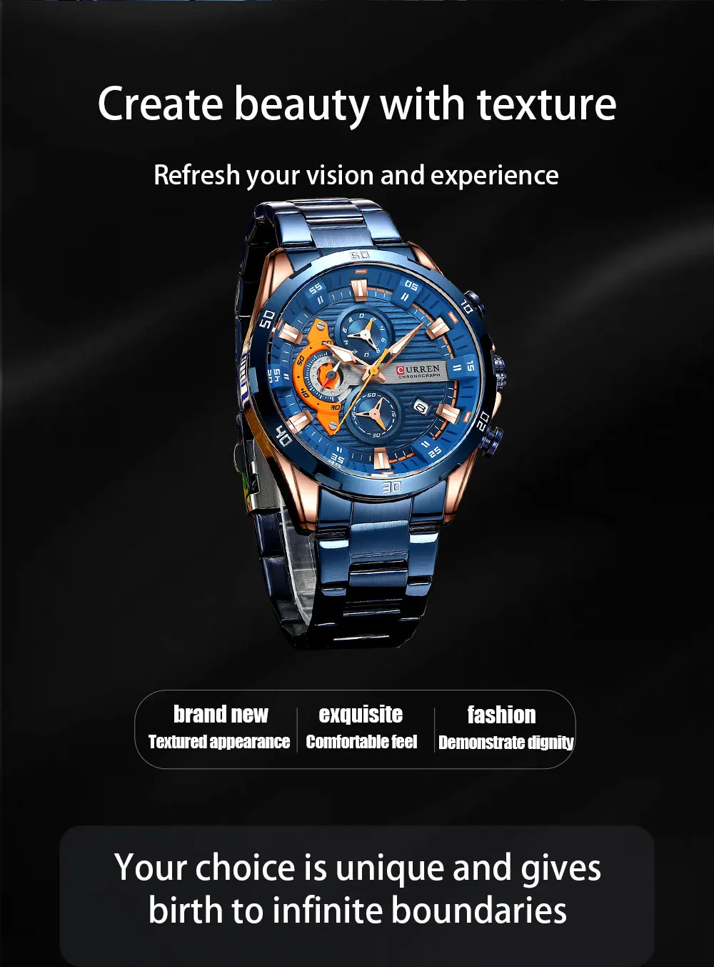 CURREN Männer Uhr Top Marke Luxus Sport Quarz Herren Uhren Voller Stahl Wasserdicht Chronograph Armbanduhr Männer Relogio Masculino – Detail 2