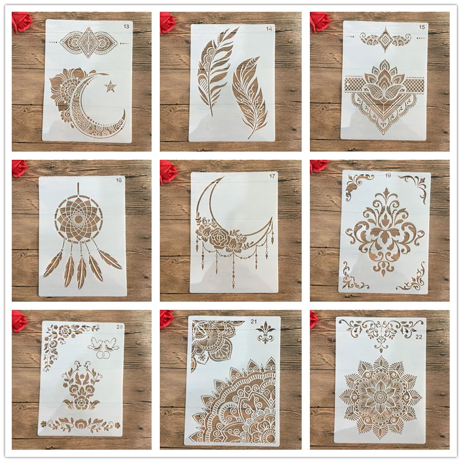 A4 29 * 21cm  Mandala DIY Stencils Wall Painting Scrapbook Coloring Embossing Album Decorative Paper Card Template cake Stencil