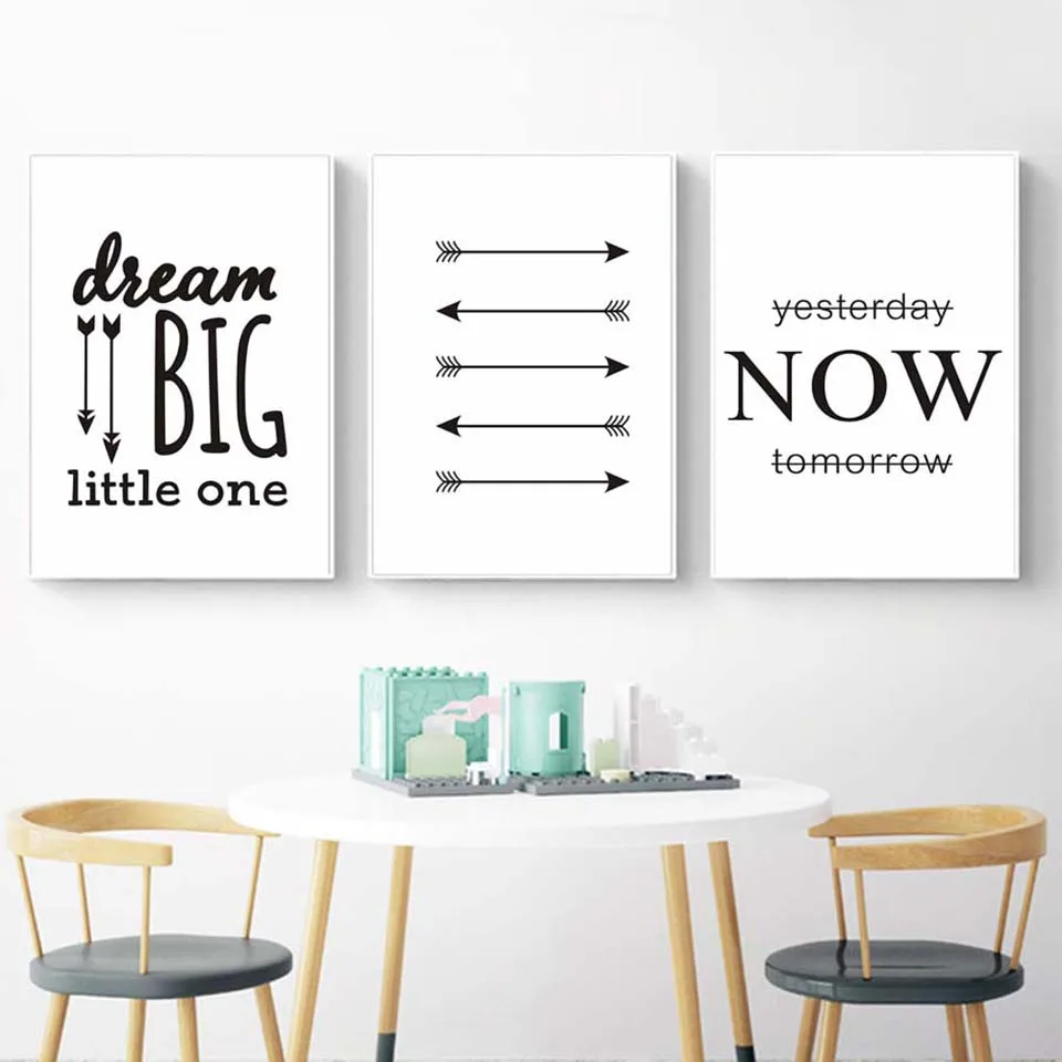 Wall Art Modular Pictures Nordic Style Prints Dream Big Little One Arrow Poster Canvas Painting Home Decor Bedside Background